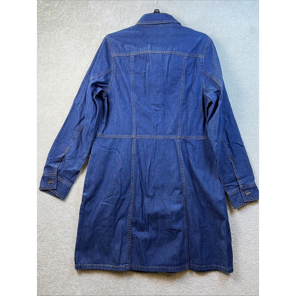 Frye Denim Dress Wmn Large Blue Cinch Waist Pockets Button Front Cottagecore NEW - Picture 3 of 7
